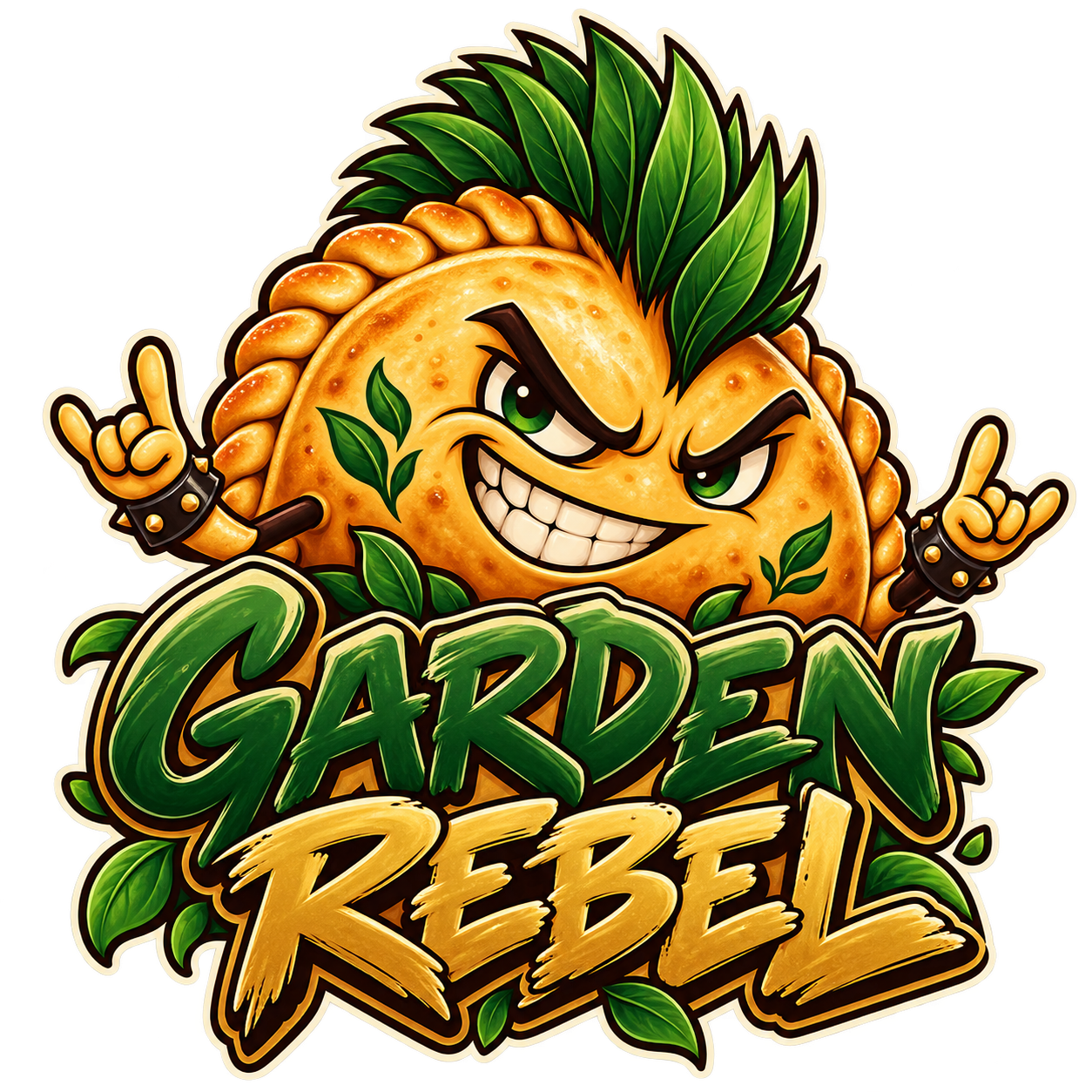 Garden Rebel, an empanada punk rocker with a leafy green mohawk